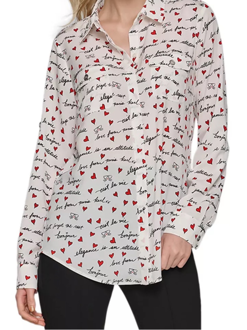 ❤️KARL LAGERFELD❤️NWT! HEARTS BLOUSE. EXCELLENT CONDITION!! - Picture 1 of 11